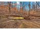 Landscaped backyard with a fire pit and a charming wooden bridge at 3791 Oxford E Way, Marietta, GA 30062