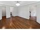 Picture of a bedroom showcasing hardwood floors, recessed lighting, and multiple entryways at 6390 E Stubbs Rd, Atlanta, GA 30349