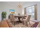 Elegant dining room with chandelier, table seating six, and a large window offering natural light at 3595 Mason Ridge Dr, Winston, GA 30187