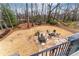 Beautiful backyard with a stone patio, fire pit and comfortable seating, perfect for entertaining with privacy at 9135 Etching Overlook, Johns Creek, GA 30097