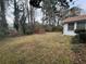 Expansive backyard showcasing a storage shed, ideal for outdoor activities and potential landscaping projects at 1046 Sans Souci Way, Clarkston, GA 30021