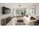 Staged living room with a comfortable white sofa and a large window for natural lighting at 4203 Stratford Commons # 4203, Decatur, GA 30033