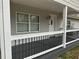 Covered front porch with black painted railing and gray decking at 4567 Duncan Dr, Sugar Hill, GA 30518