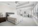 Spacious bedroom with neutral colors, tray ceilings, white shutters and carpeted floors at 4901 Pleasantry Nw Way, Acworth, GA 30101
