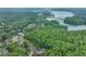 An aerial view shows the community's proximity to the lake and the surrounding green space at 6225 Leeward Tide Ct, Cumming, GA 30041
