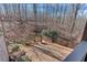 Private backyard with mature trees and fire pit area at 6225 Leeward Tide Ct, Cumming, GA 30041
