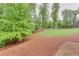 Lush backyard features pine straw, green grass and a tall privacy fence, offering a tranquil outdoor space at 6225 Leeward Tide Ct, Cumming, GA 30041