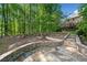 Stone patio and walkways in the backyard, surrounded by trees at 210 Lawn Market, Sharpsburg, GA 30277
