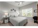 Calm bedroom with a ceiling fan, a plush bed, and a large window with natural light at 423 Treetop Cir, Canton, GA 30115