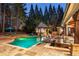 Beautiful backyard with swimming pool, water features, outdoor dining, and lush landscaping at 1050 Carnoustie Ln, Alpharetta, GA 30005