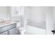 Modern bathroom with a shower/tub combination and a gray vanity at 830 Garden Reserve Ln, Alpharetta, GA 30005