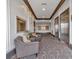 Hallway area with elevators, recessed lighting, patterned carpeting, and seating area at 360 Chambers St # 301, Woodstock, GA 30188