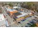 Expansive aerial view of the town center, businesses, parking, and streetscapes at 16 Ramsey St, Roswell, GA 30075