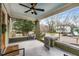 Cozy front porch featuring an overhead fan, brick supports, and ample space for outdoor relaxation at 816 3Rd Ave, Decatur, GA 30030