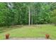 Picturesque backyard with mature trees, providing privacy and shade, complete with green grass at 3641 Willow Club Dr, Loganville, GA 30052