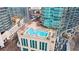 Aerial view of rooftop pool area with lounge chairs and umbrellas at 1080 Peachtree Ne St # 2006, Atlanta, GA 30309