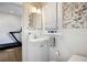 Charming bathroom with floral wallpaper, white tile, and a modern sink vanity at 3063 Peachtree Ne Dr, Atlanta, GA 30305