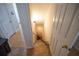 Carpeted staircase with stair lift providing safe access to the lower level at 849 Kirsten Jane Ct, Lawrenceville, GA 30045