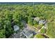 Wide aerial shot of a neighborhood, showcasing the tree coverage and quiet residential streets at 428 Sycamore Dr, Decatur, GA 30030