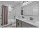 Modern bathroom with double vanity, a bathtub and marble tiled shower at 129 Old Alabama Se Rd, Emerson, GA 30137