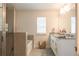 Bright bathroom features granite countertop, double sinks, and a walk-in shower at 2882 Cadence Walk Rd, Atlanta, GA 30360