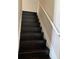Staircase featuring dark wood steps with white trim and handrail at 2394 Elkhorn Ter, Duluth, GA 30096