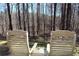 View of backyard with two wooden chairs overlooking trees at 7382 Knox Bridge Hwy, Canton, GA 30114