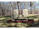 View of backyard with two wooden chairs overlooking trees at 7382 Knox Bridge Hwy, Canton, GA 30114