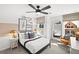 Stylish bedroom featuring a black metal bed frame and music-themed decor at 5760 Tillman Way, Powder Springs, GA 30127