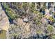 Aerial view showcases a home nestled among mature trees, with a lake nearby and surrounding residential properties at 3000 Cathedral Pl, Decatur, GA 30034