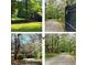 A multi-image shot showing the exterior grounds with a long driveway and verdant foliage in Decatur at 3000 Cathedral Place, Decatur, GA 30034