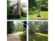 A collection of exterior images showing the grounds with greenery and views of the stone house at 3000 Cathedral Pl, Decatur, GA 30034