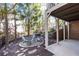 Backyard features a custom stone fire pit, seating, and brick foundation at 765 Glengate Pl, Atlanta, GA 30328