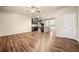 Open-concept living room with hardwood floors, ample space, and recessed lighting at 6040 Oakley Rd, Union City, GA 30291