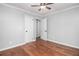 Empty bedroom with hardwood floors and a view into a walk-in closet at 1048 Brookdale Dr, East Point, GA 30344