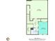 Floor plan of the first level shows a garage, hall, storage, bedroom, and bath at 414 Montclair Ct, Woodstock, GA 30188