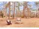 Outdoor space featuring a fire pit and comfortable seating amidst mature trees at 122 Lakepointe Court Ct, Stockbridge, GA 30281