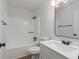 Clean bathroom featuring a shower/tub, modern black fixtures, and a modern vanity at 365 Cowan Rd, Covington, GA 30016