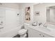 Bright bathroom featuring a white vanity, bathtub with shower, and modern fixtures, creating a clean and functional space at 1338 Magnolia Bend Way # 289, Jonesboro, GA 30238