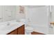 Bathroom with a shower-tub combo, a vanity, and updated fixtures at 1795 Waterside Nw Dr # 7, Kennesaw, GA 30152