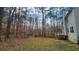 View of the home's spacious wooded backyard with deck access, great for nature lovers at 488 Morris Rd, Hiram, GA 30141