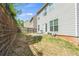 A backyard with a retaining wall, patio, lawn, and a view of neighboring houses at 1749 Charcoal Ives Rd, Lawrenceville, GA 30045