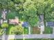 An aerial view showing the home, its yard, and the surrounding lush greenery of mature trees at 3042 Se Cottonwood Se Dr, Atlanta, GA 30316