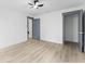 Spacious bedroom with a ceiling fan and modern grey doors and trim at 3333 Jackson Dr, Decatur, GA 30032