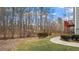 Backyard view showing a wooded area, grassy patch, and a partially fenced perimeter at 1657 Stilesboro Ridge Dr, Kennesaw, GA 30152