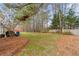 The backyard boasts lush greenery, mature trees, and ample space for outdoor activities at 4265 Elmhurst Ln, Cumming, GA 30028