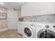 Bright laundry room with a front-load washer and dryer with white cabinetry at 750 Park Ne Ave # 21E, Atlanta, GA 30326