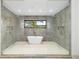 Stunning bathroom featuring a modern tub and dual shower heads, complemented by neutral tile at 401 Lynne Cir, Alpharetta, GA 30009