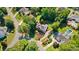 Stunning aerial view of a beautiful red brick home nestled among lush greenery at 7215 Gresham Trce, Cumming, GA 30040