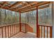 An outdoor wooden back porch with a railing at 80 Holder St, Temple, GA 30179